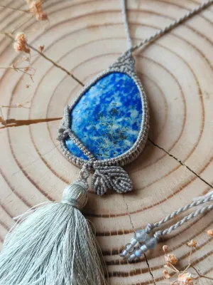 Naszyjnik z makramy Lapis Lazuli